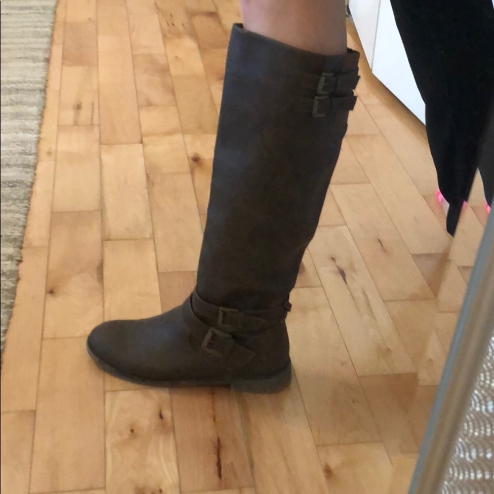 Brown leather riding boots